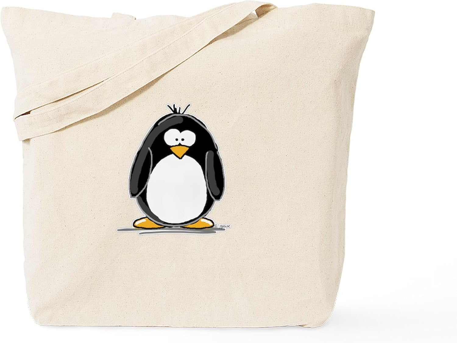 CafePress Penguin Tote Bag Natural Canvas Tote Bag, Bolso de compras de tela, Caqui
