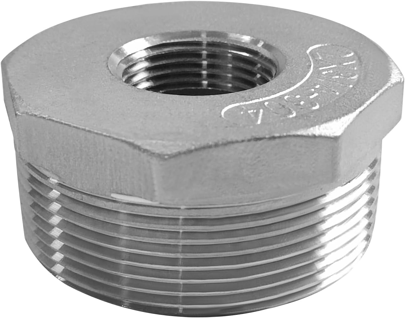 Adaptador de acero inoxidable de 2 pulgadas macho NPT a 34 pulgadas hembra NPT reductor hexagonal adaptador de montaje de tubería (paquete de 1)