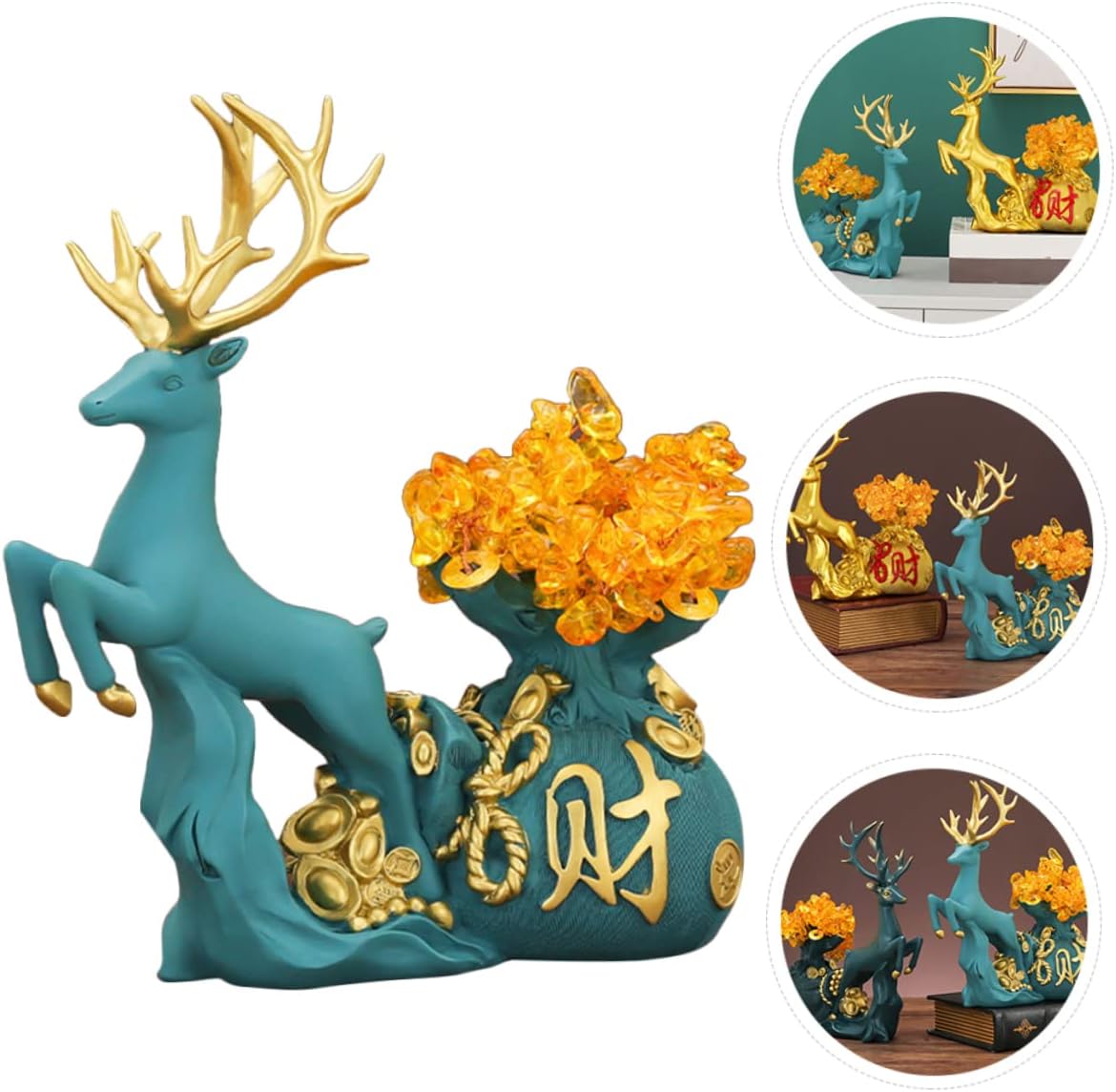 NOLITOY Encantadora estatua de alce 1 unidad, adornos de árbol de la riqueza, árbol de la vida, árbol de la vida, decoración del hogar, accesorios