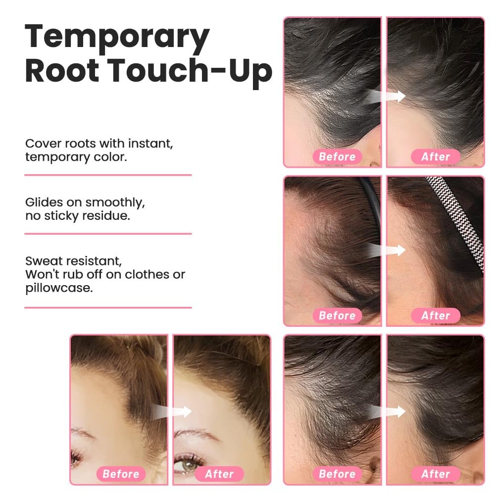 Polvo de retoque de raíz de línea capilar al instante para adelgazar la línea capilar para cubrir la línea capilar y oculta la pérdida de cabello,
