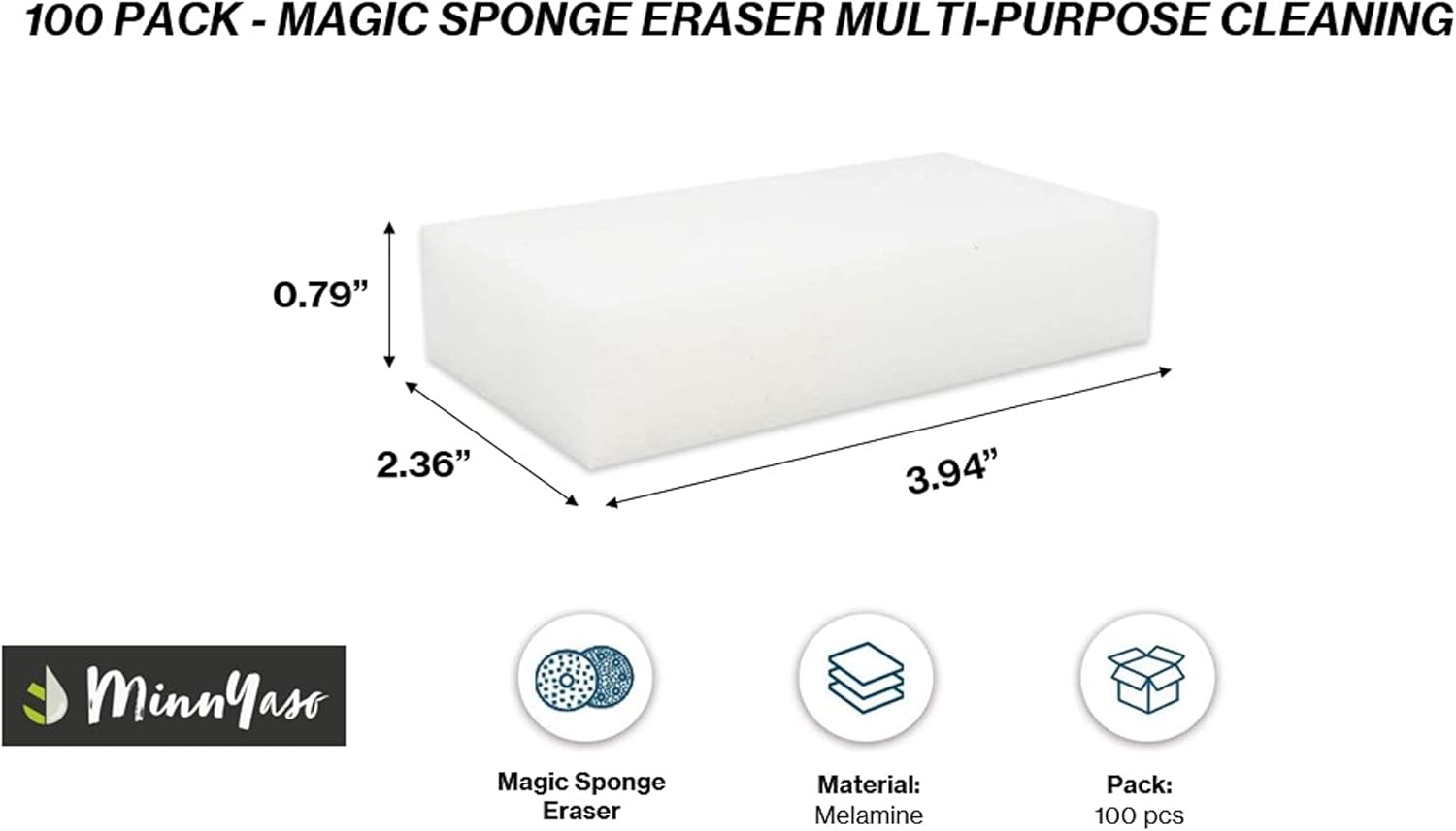 MinnYaso Borrador de limpieza de esponja mágica de 3.94 x 2.36 x 0.79 pulgadas, limpieza multiusos del hogar, borrador de limpieza de esponja mágica