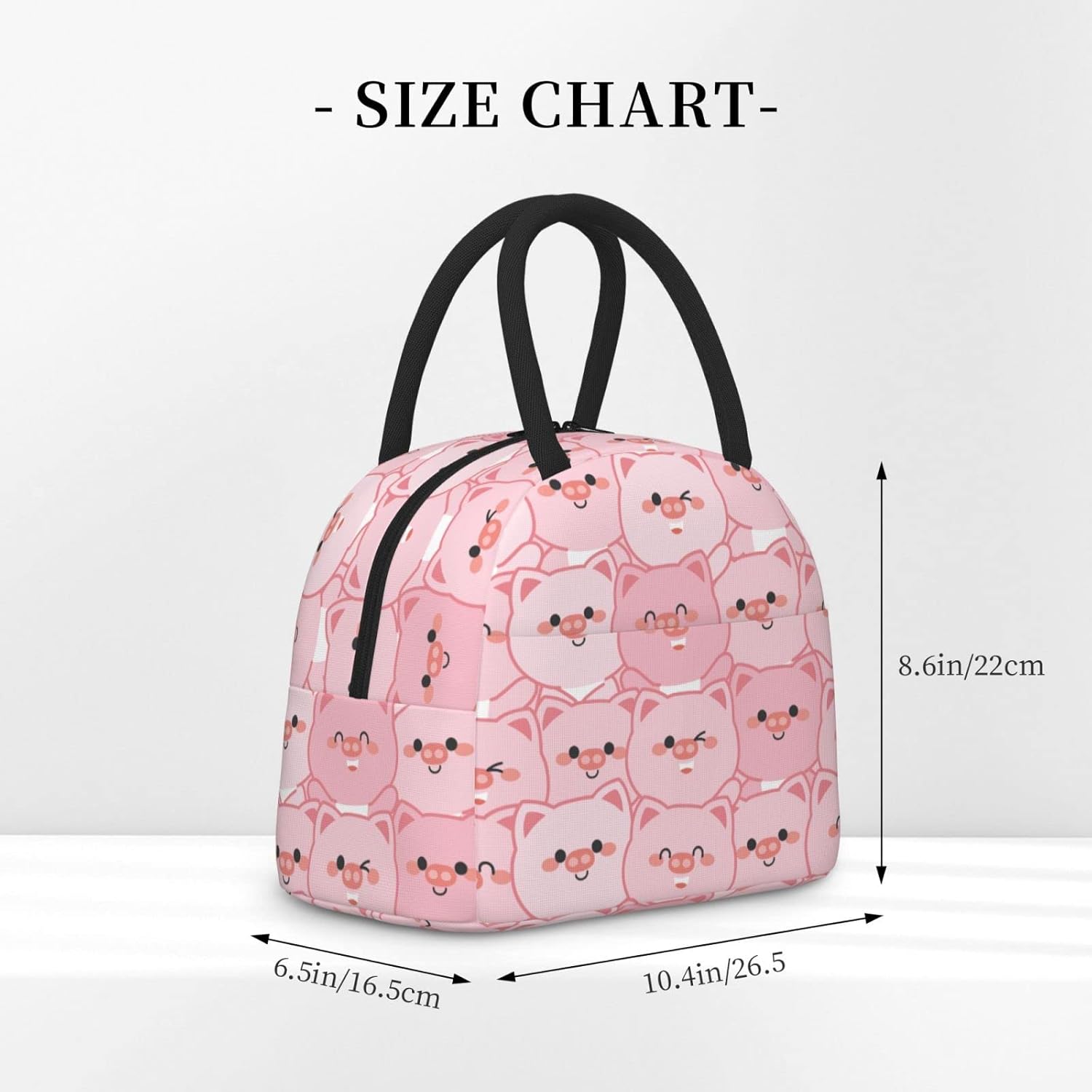 Linda bolsa de almuerzo de cerdo rosa con dibujos animados, caja de comida preparada con aislamiento, contenedor de almuerzo reutilizable