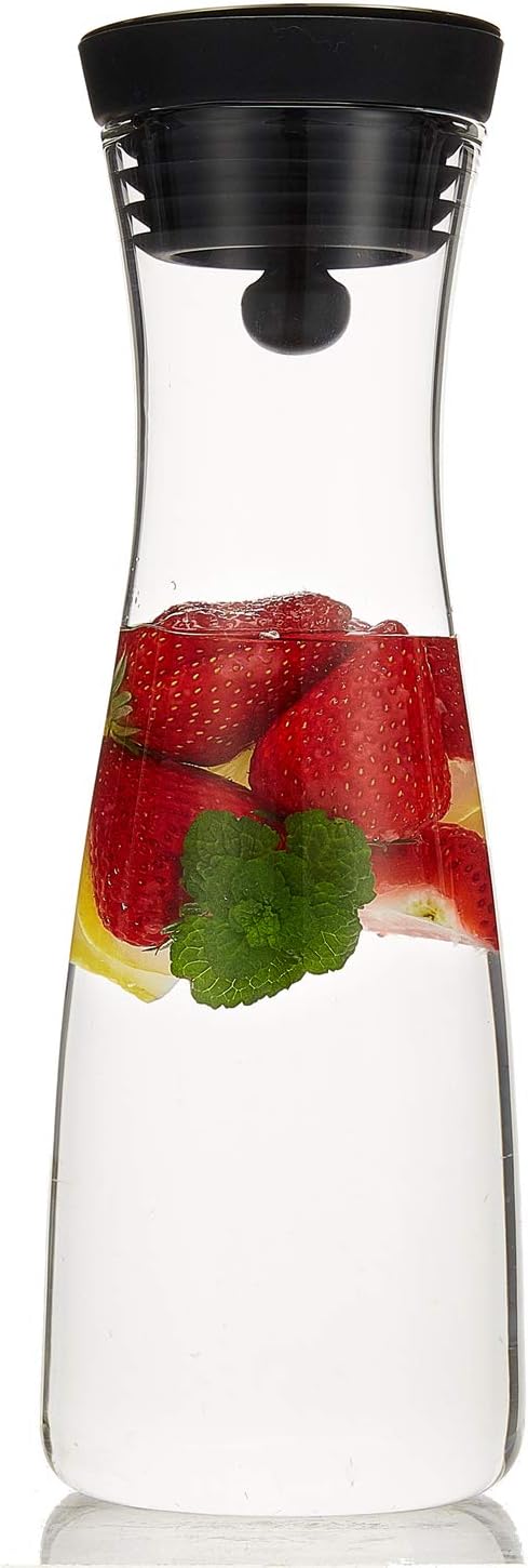 Karafu Jarra de vidrio con tapa, jarra de agua de borosilicato de 40 onzas para agua calientefría, té helado y bebidas de jugo