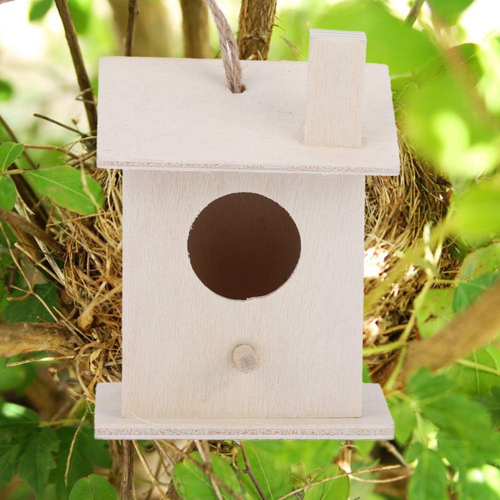 Fydun 4 adornos innovadores de madera para colgar en casa de pájaros, para decoración de jardín al aire libre, patio, 4 piezas, innovador colgante