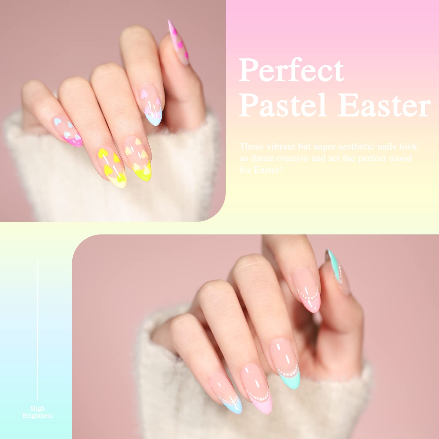 Beautpal – Juego de esmaltes de uñas de gel pastel neón, decoración de Pascua, macarrón brillante, esmalte de uñas de primavera y verano, 10