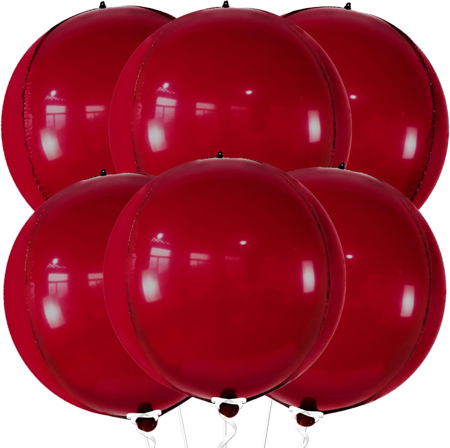 KatchOn, Globos rojos grandes de Mylar de 22 pulgadas, paquete de 6, globos rojos rubí, globos rojos metálicos para decoraciones de cumpleaños