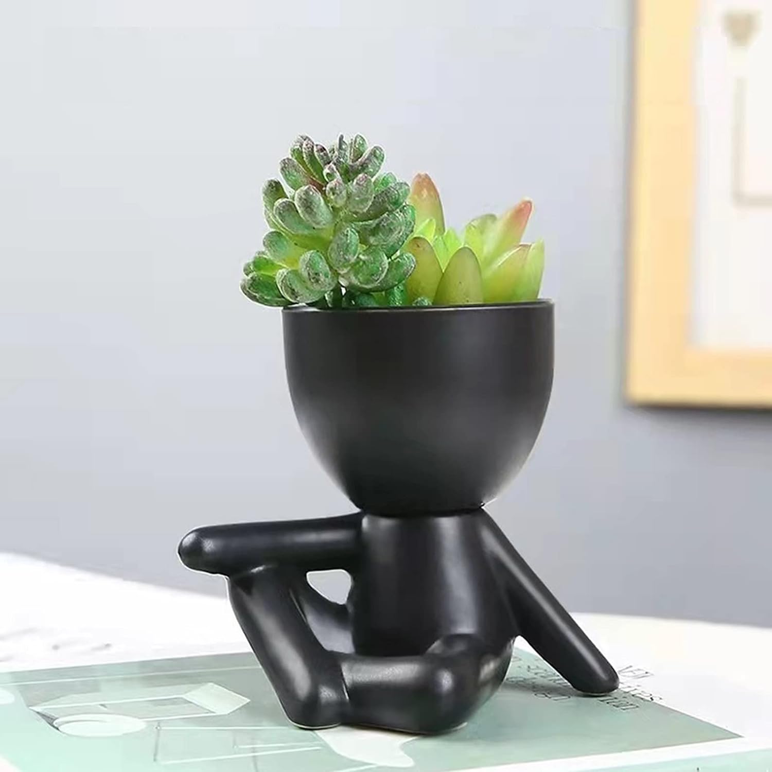 Maceta suculenta en maceta, moderna maceta de cerámica estilo mármol, maceta creativa en miniatura, utilizada para regalo, jardinería doméstica y