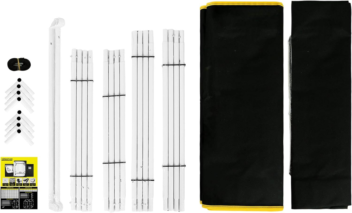 VTH – Tienda de cultivo hidropónico Mylar resistente al agua, 24 x 24 x 48 pulgadas, reflectante, para jardín, habitación oscura con ventana de