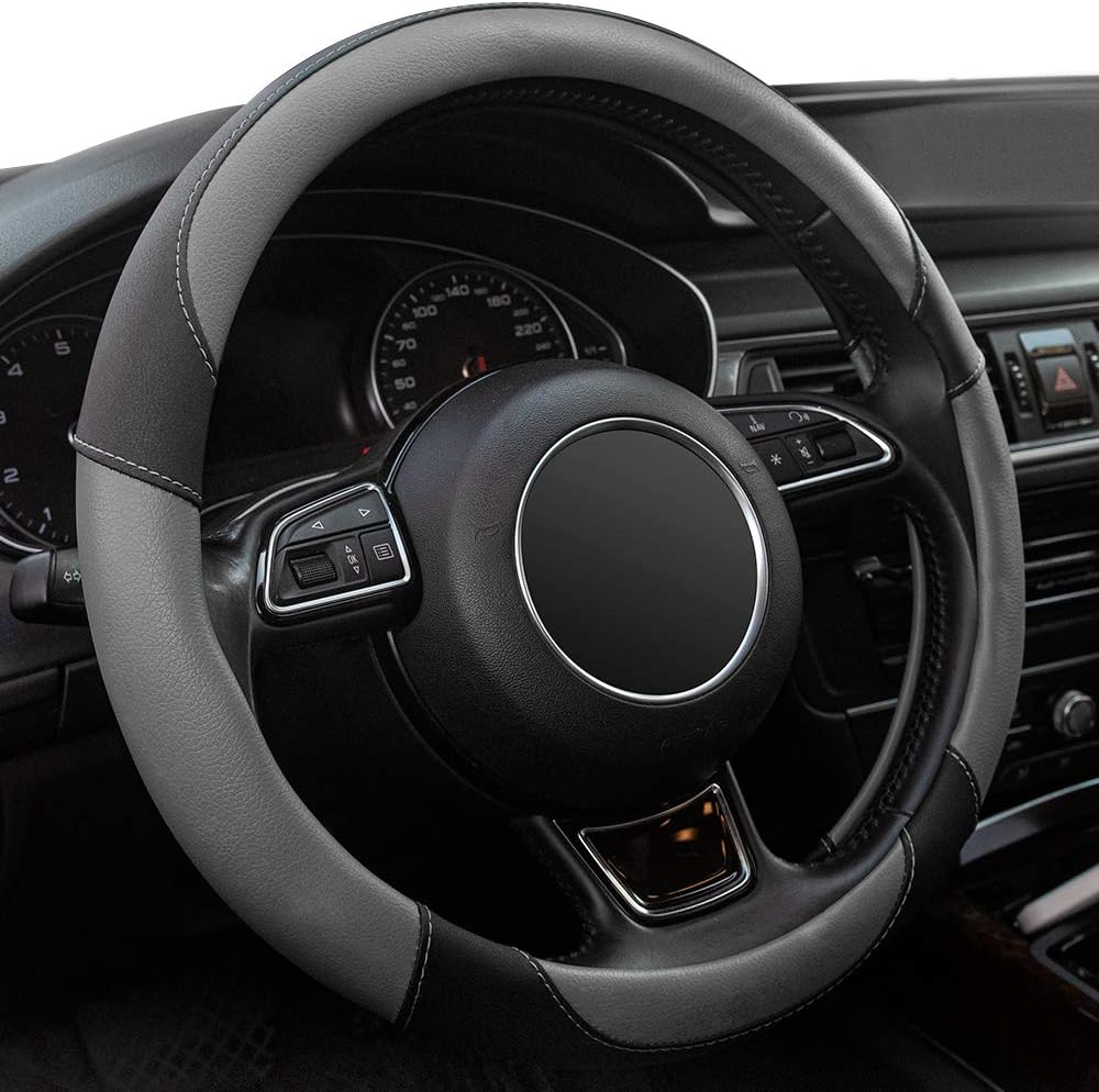XIZOPUCY – Funda universal de cuero de microfibra para volante de automóvil funda antideslizante, respirable y sin olores para volantes de 15