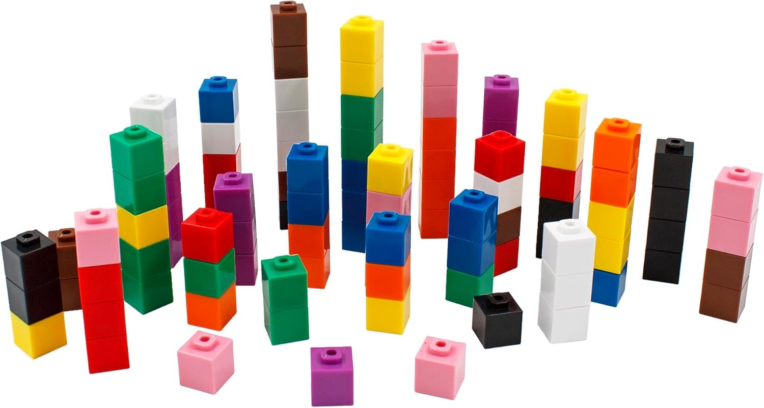 Junior Learning 100 Mathcubes – Paquete de 100 cubos multicolores, construye y aprende, aprendizaje y desarrollo práctico de matemáticas, niños a