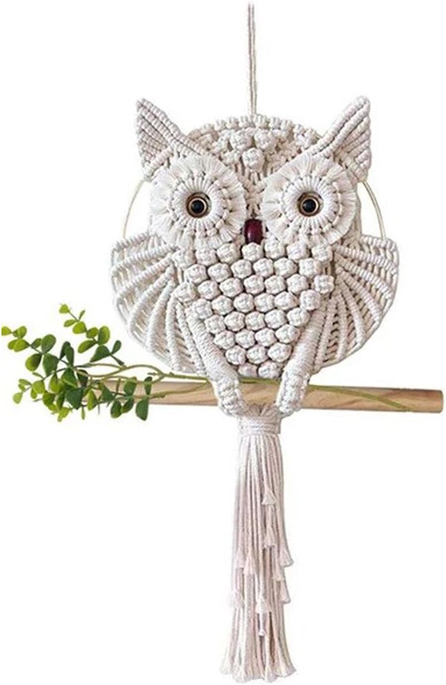 BEIJIALY Tapiz colgante de pared de macramé de búho, arte de pared de búho, tapiz hecho a mano, adorno bohemio, decoración de pared de granja