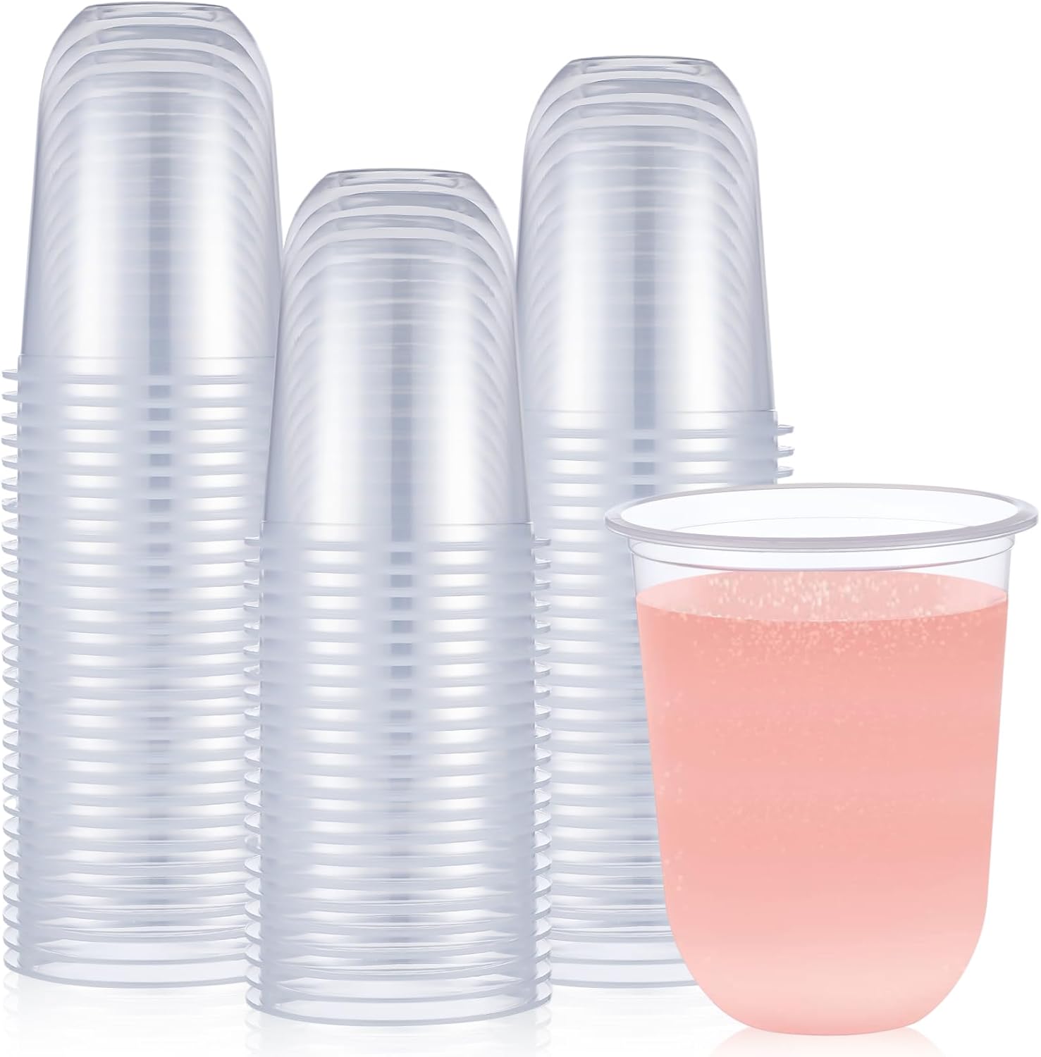 Ziliny 100 copas de vino de plástico sin tallo, desechables, de plástico transparente, para fiestas, bodas, cumpleaños, cócteles (16 onzas)