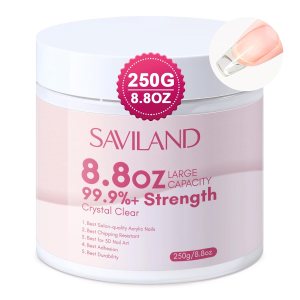 Saviland Polvo acrílico transparente  250 g8.8 oz polvo acrílico de uñas grande para extensión de uñas, polvo de uñas acrílico profesional Saviland Polvo acrílico transparente  250 g8.8 oz polvo acrílico de uñas grande para extensión de uñas, polvo de uñas acrílico profesional