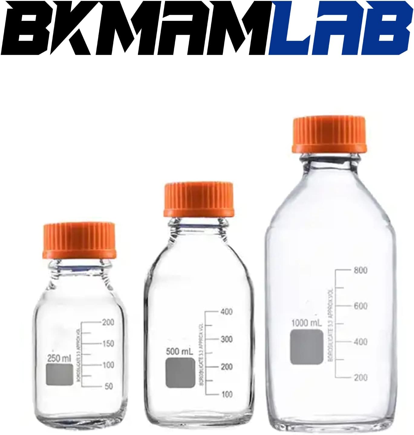 Botellas redondas de almacenamiento de medios de 16.9 fl oz con tapa de rosca GL45, vidrio de borosilicato, temperatura máxima 249.8 F, paquete de 3
