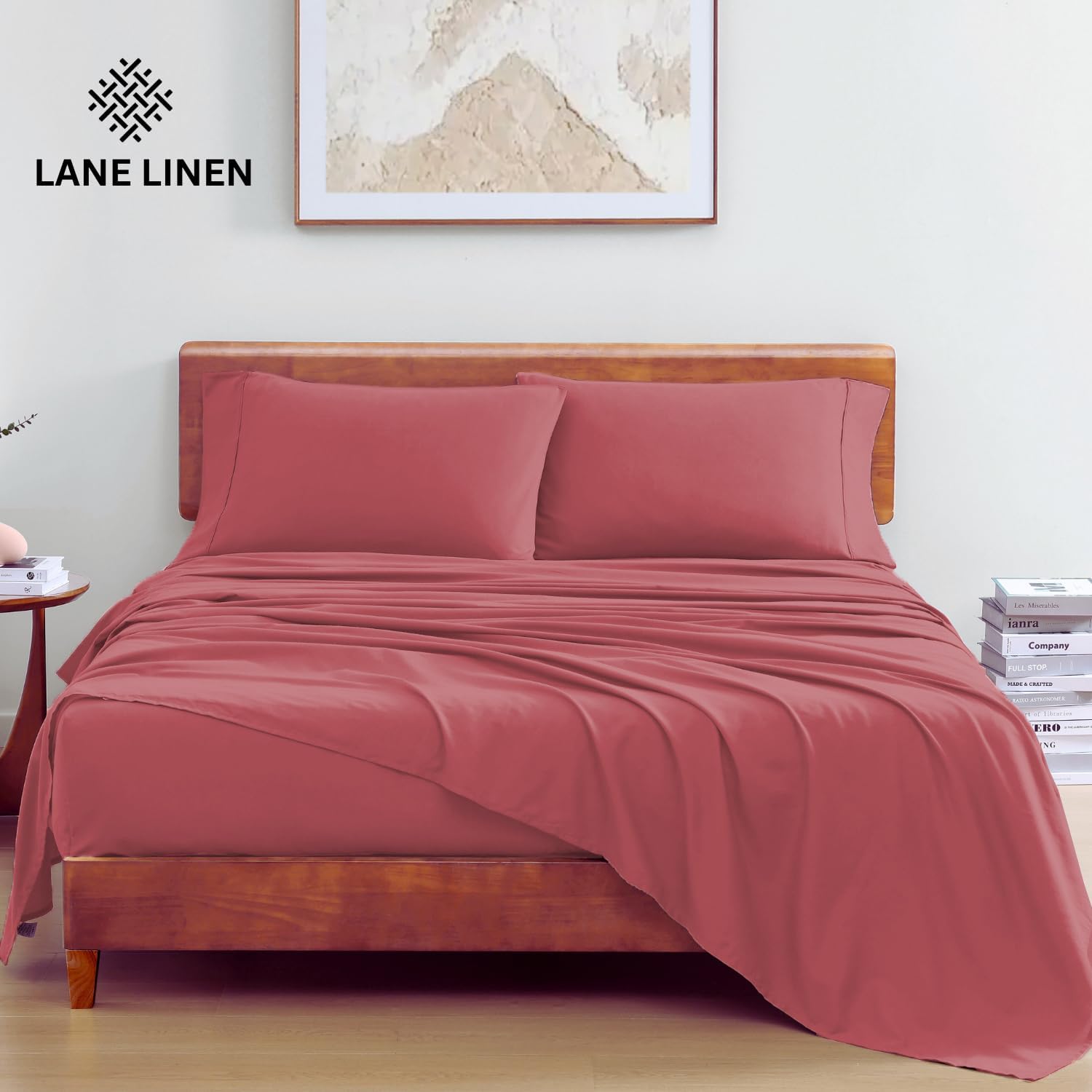 LANE LINEN – Juego de sábanas tamaño individual 100% algodón orgánico percal de fibras largas, 3 piezas, suave, transpirable, para colchones de