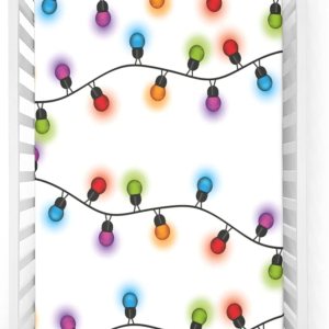 Sábana bajera ajustable para cuna con temática navideña, sábana bajera estándar para cuna para niños y niñas, 52 x 28 pulgadas, multicolor Sábana bajera ajustable para cuna con temática navideña, sábana bajera estándar para cuna para niños y niñas, 52 x 28 pulgadas, multicolor
