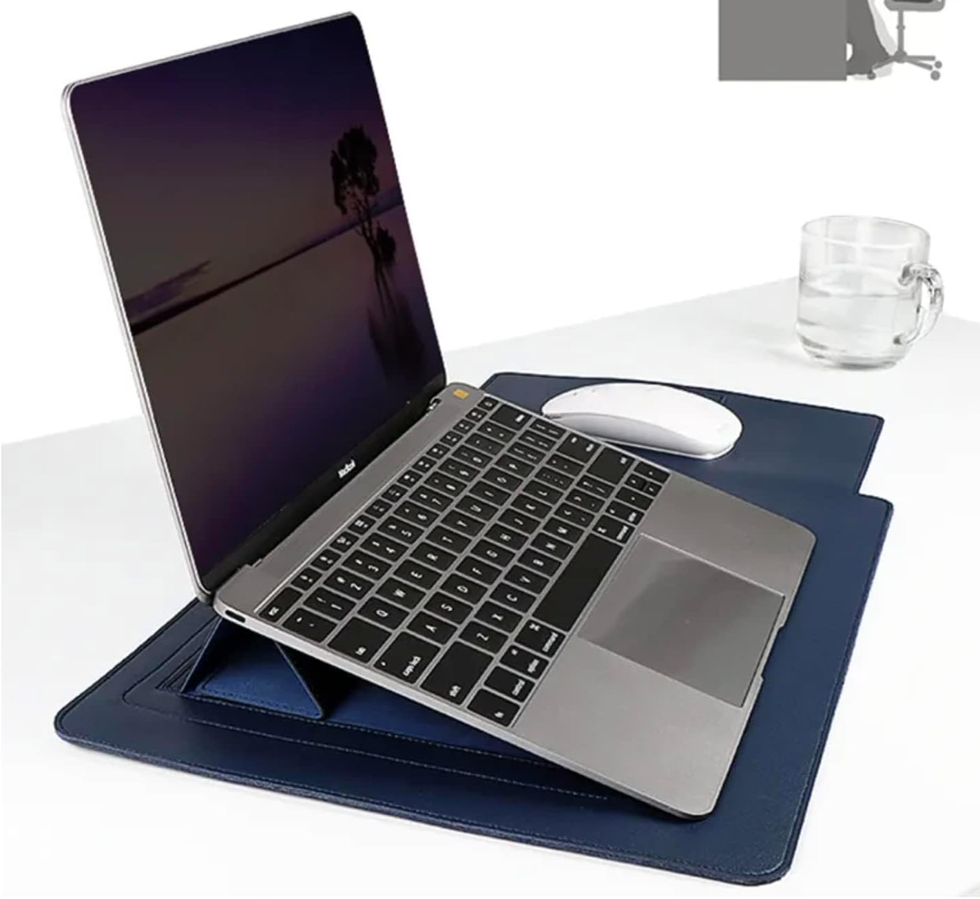 Funda protectora para laptop y soporte con alfombrilla para mousepad, material interior suave envuelto en piel sintética exterior, elegante,