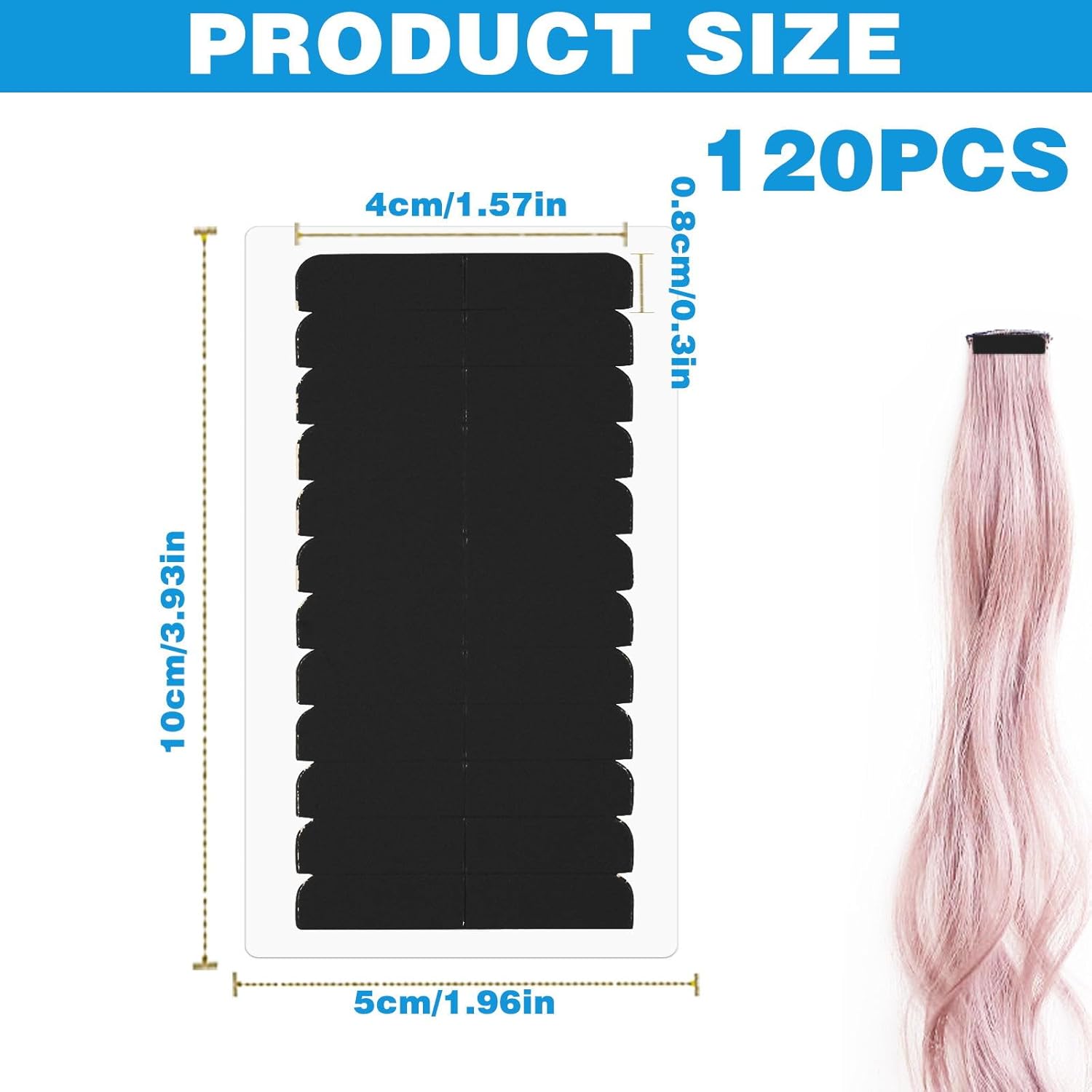 120 cintas de extensión de cabello de doble cara, cinta de repuesto para extensiones de cabello, cintas adhesivas de cabello humano, cinta de