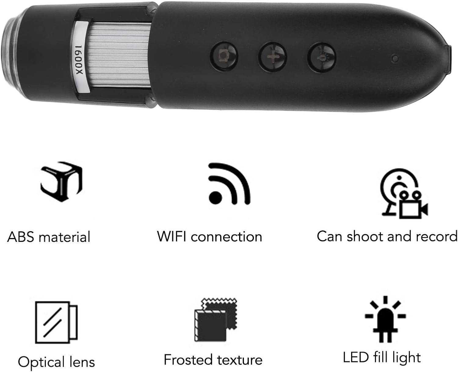 Microscopio digital USB inalámbrico WiFi 1600X, cámara endoscopio de aumento de 8 LED con estuche de transporte compatible para cuero cabelludo,
