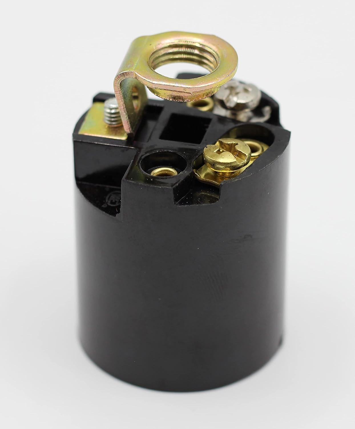 Creative Hobbies ELT5561A Phenolic (Bakelite) Medium Base E26 Fixture Socket, for Incandescent Bulbs, One-Piece Keyless with Hickey, Black, Pack of 6