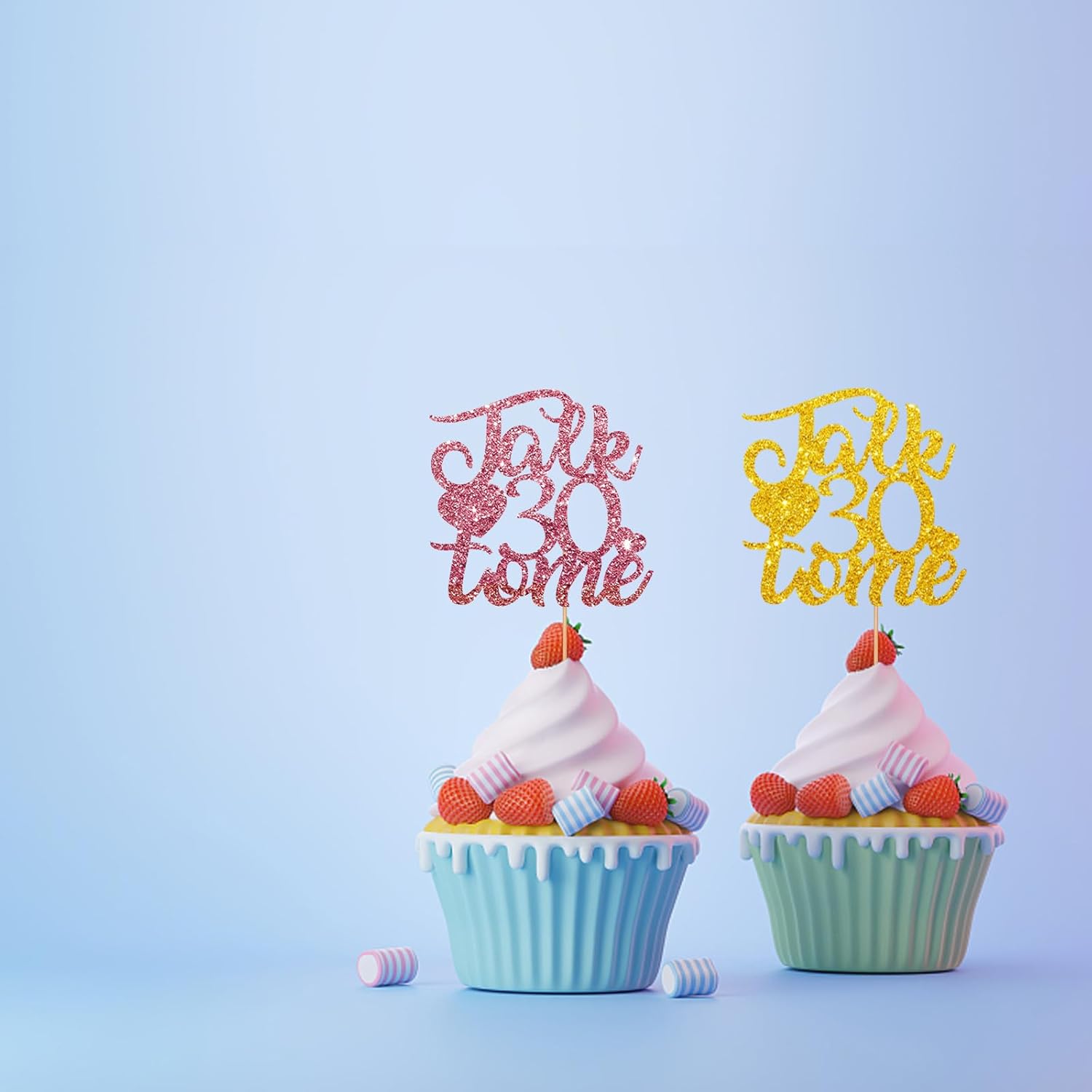 24 adornos para cupcakes de Talk 30 To Me para cumpleaños de 30 años, decoración de cupcakes de feliz cumpleaños de 30 años, decoración de pastel de