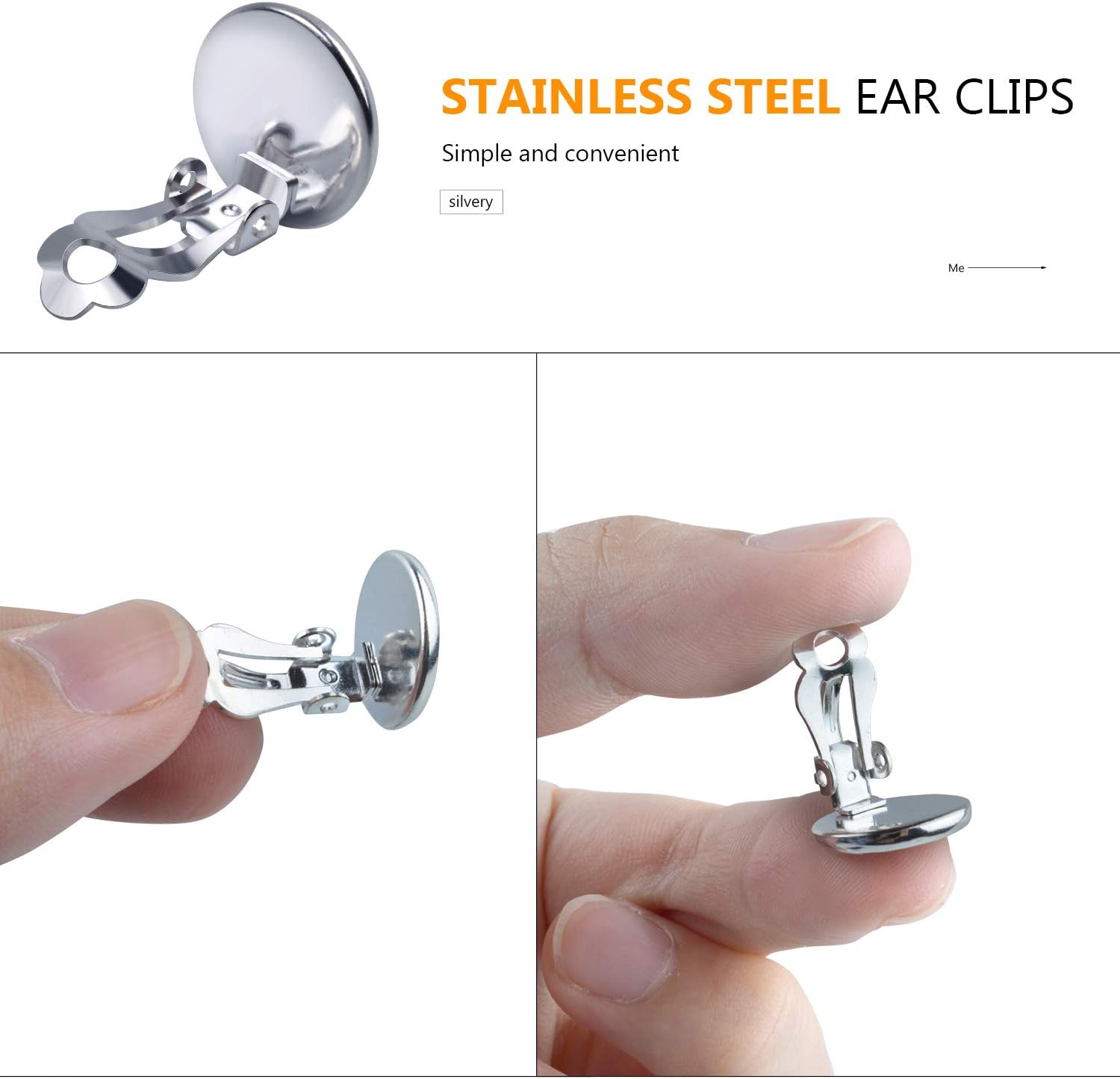 Hendevl – 20 unidades de 0.472in plata Clip-on Pendiente convertidor, bandejas planas redondas para pendientes de bricolaje no perforado