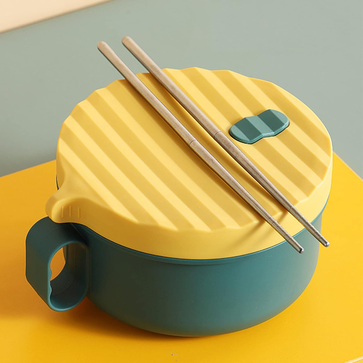 Tazón de ramen para microondas con asas, cuencos para fideos con tapa y palillos, apto para lavavajillas, para hogar, oficina, universidad,