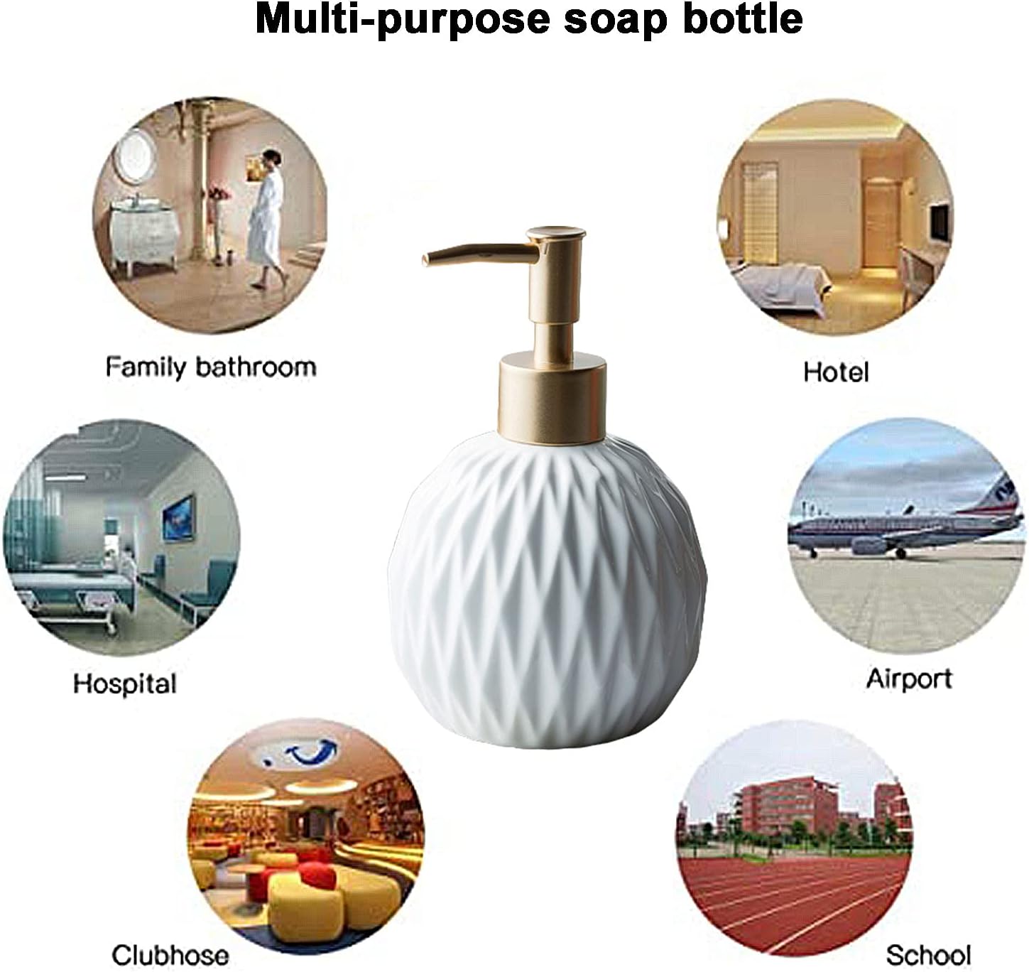 Ceramics – Dispensador de jabón dorado para baño, dispensador de jabón de alivio para fregadero de cocina, dispensador de jabón líquido recargable