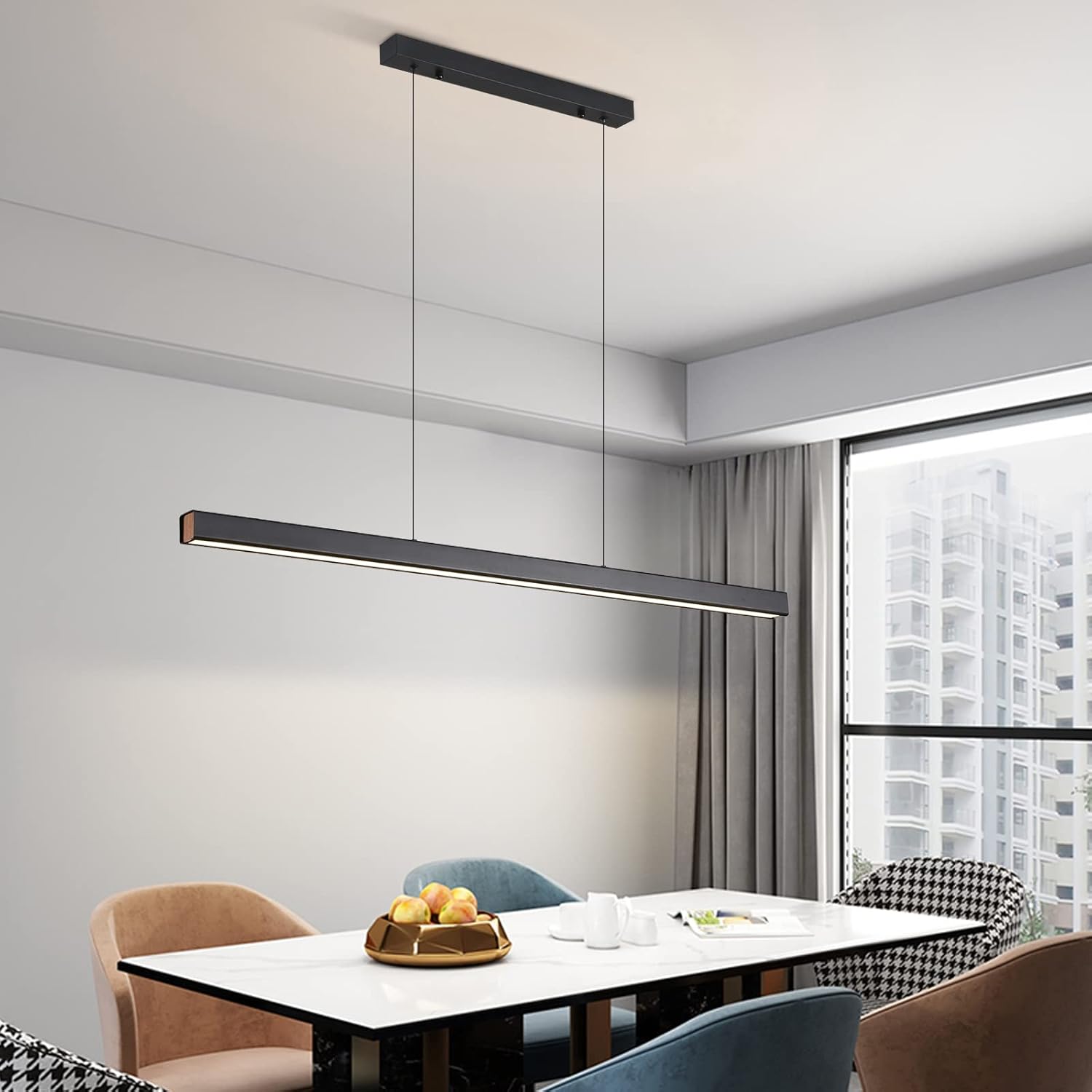 Lámparas colgantes lineales LED de 47 pulgadas, luz de mesa de billar regulable de 25 W con control remoto, luces modernas de isla para cocina,