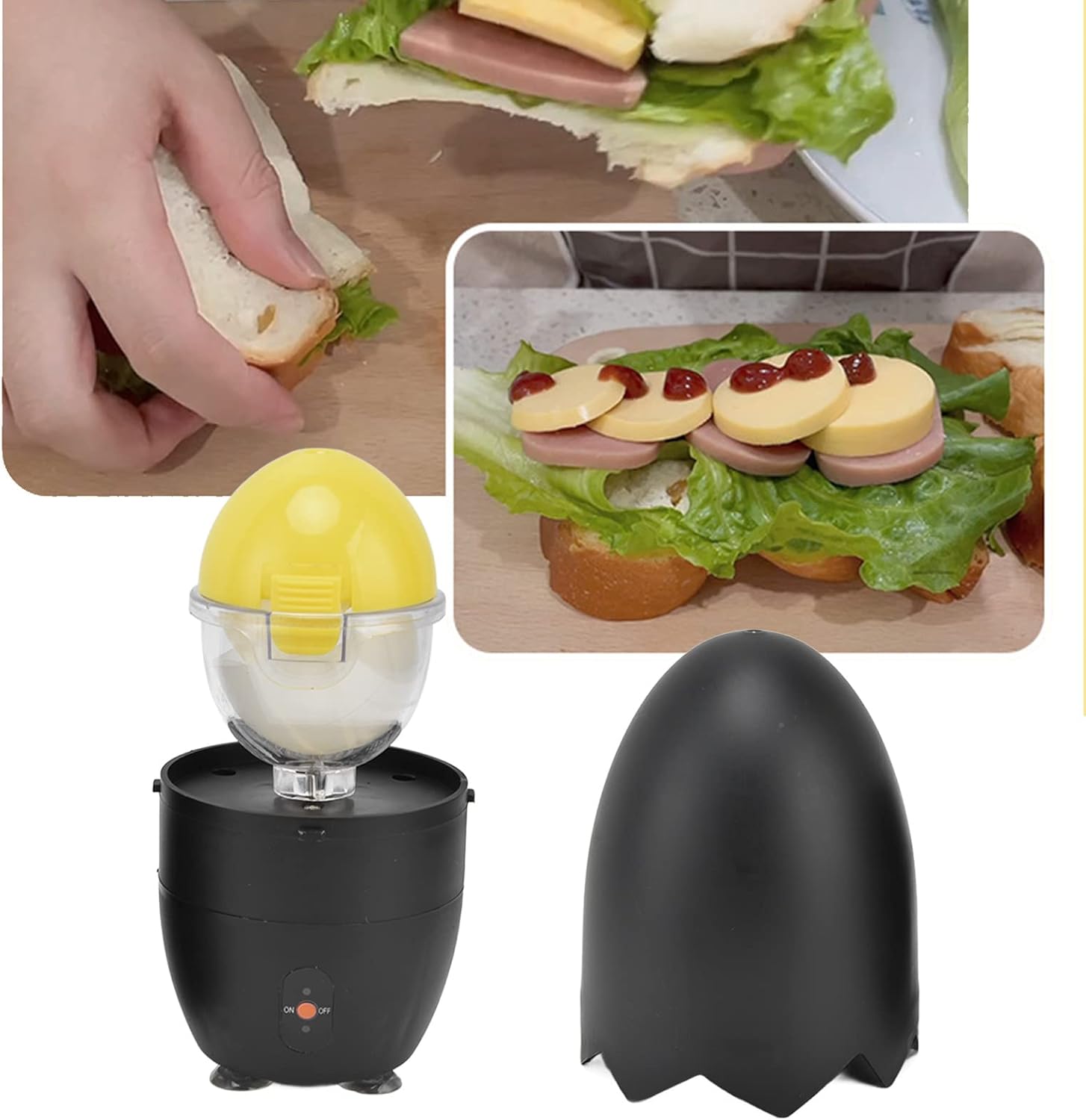 AYNEFY Molinillo de huevos, portátil para hacer huevos dorados, herramienta de cocina de 100 a 240 V para padres, agitador de huevos para cocina,