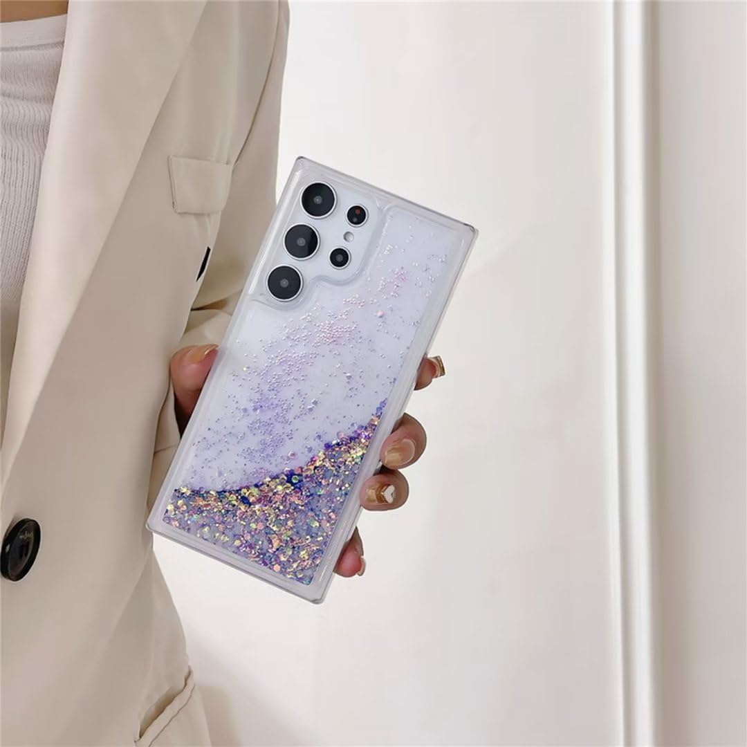 Compatible con fundas transparentes Samsung Samsung A32 4G, gradiente luminoso de arena movediza brillante brillante con purpurina líquida cascada