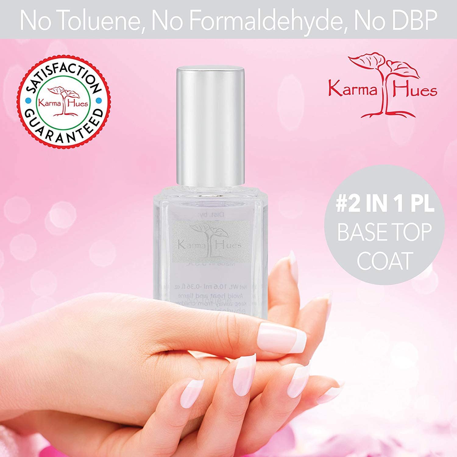 Karma Organic Paquete de removedor de esmalte de uñas y capa base superior  Removedor de esmalte de uñas Naturals con flor de naranja (4 onzas
