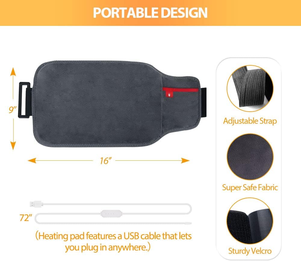 Almohadilla térmica USB para aliviar el dolor de espalda, envoltura térmica de espalda, terapia cálida para lumbar, dolor de espalda baja, ciática,