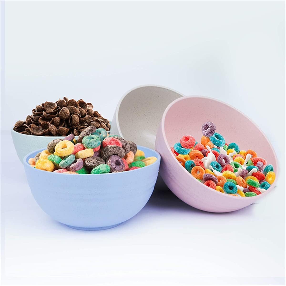 Cuencos de paja de 4 trigos, elegantes cuencos pequeños aptos para microondas, fuertes e irrompibles para cena, arroz, postre, aperitivos, fideos,