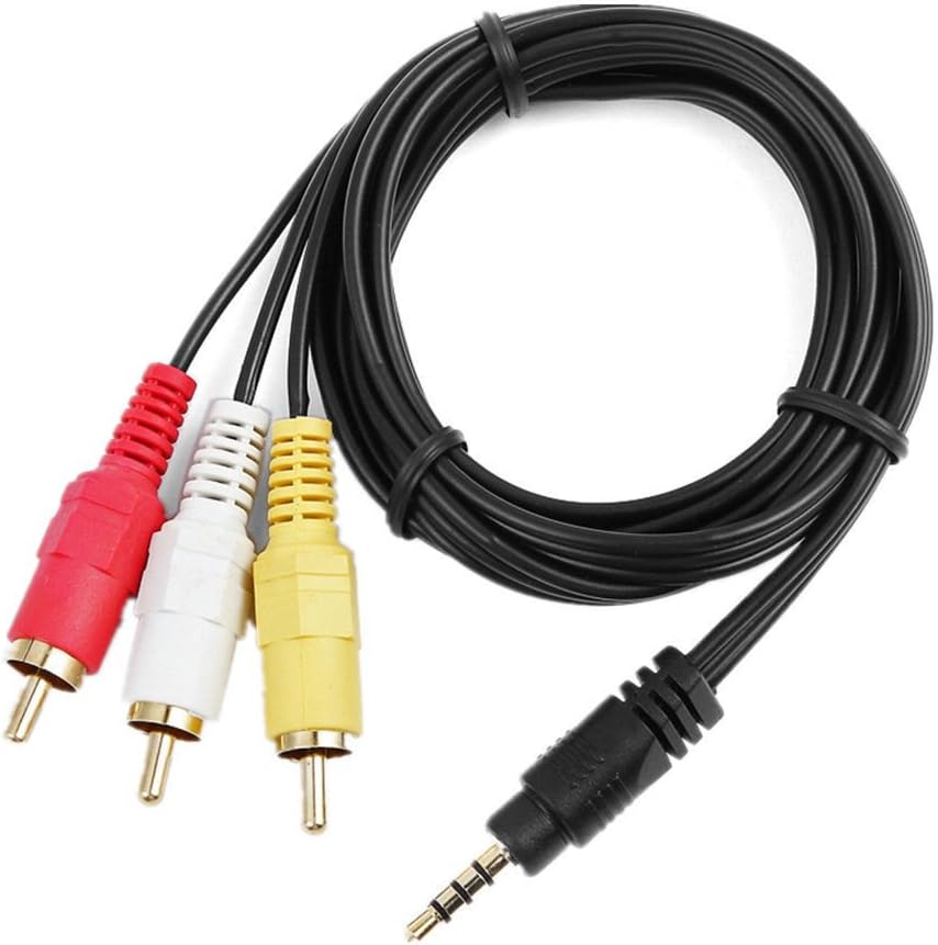 3.5mm to 3 RCA AV TV Cable, MaxLLTo Audio Video Cord Lead for Sony DCR-TRV480 DCR-TRV460 DCR-TRV360 DCR-TRV350 e – 5 Feet