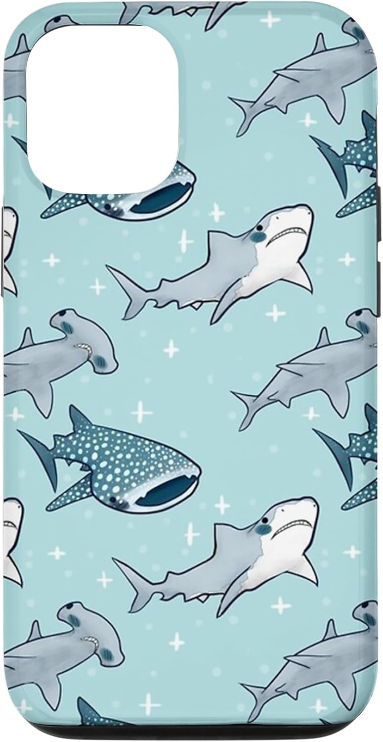 Funda para iPhone 1212 Pro Whale Blue Shark Pattern Case Cute Ocean Sea Life Animal