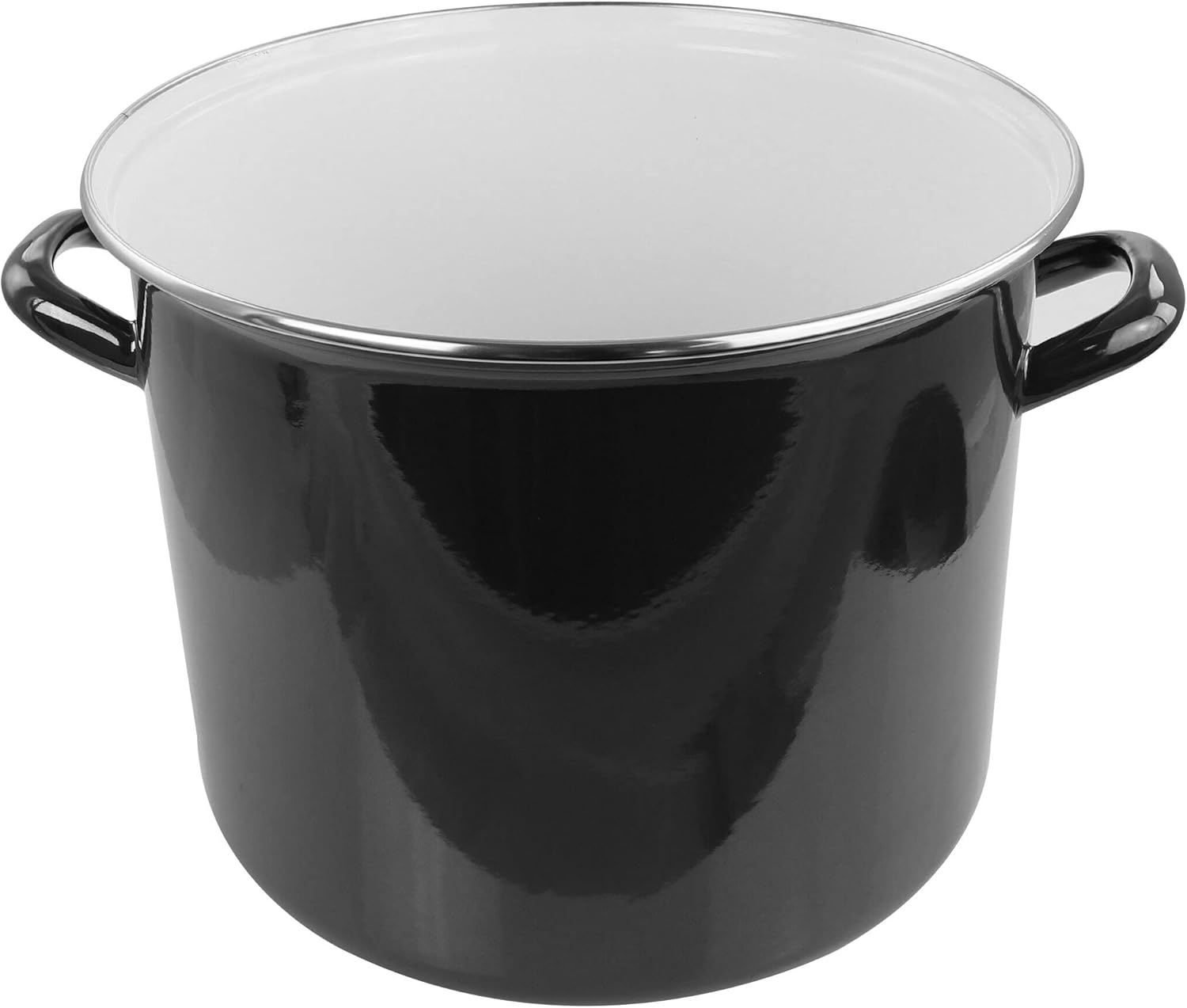 Olla de acero esmaltada de 12 cuartos con tapa negra