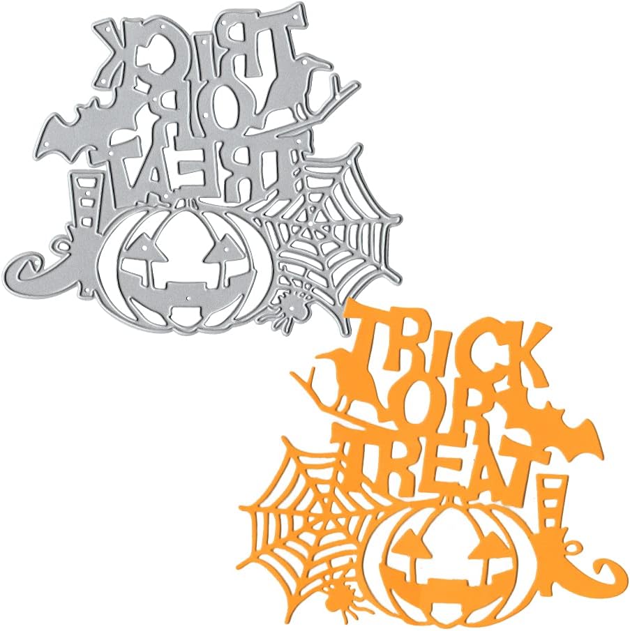 Juego de troqueles de corte de Halloween, diseño de calabaza, truco o trato, tela de araña, murciélago, plantilla de plantillas de metal troqueladas