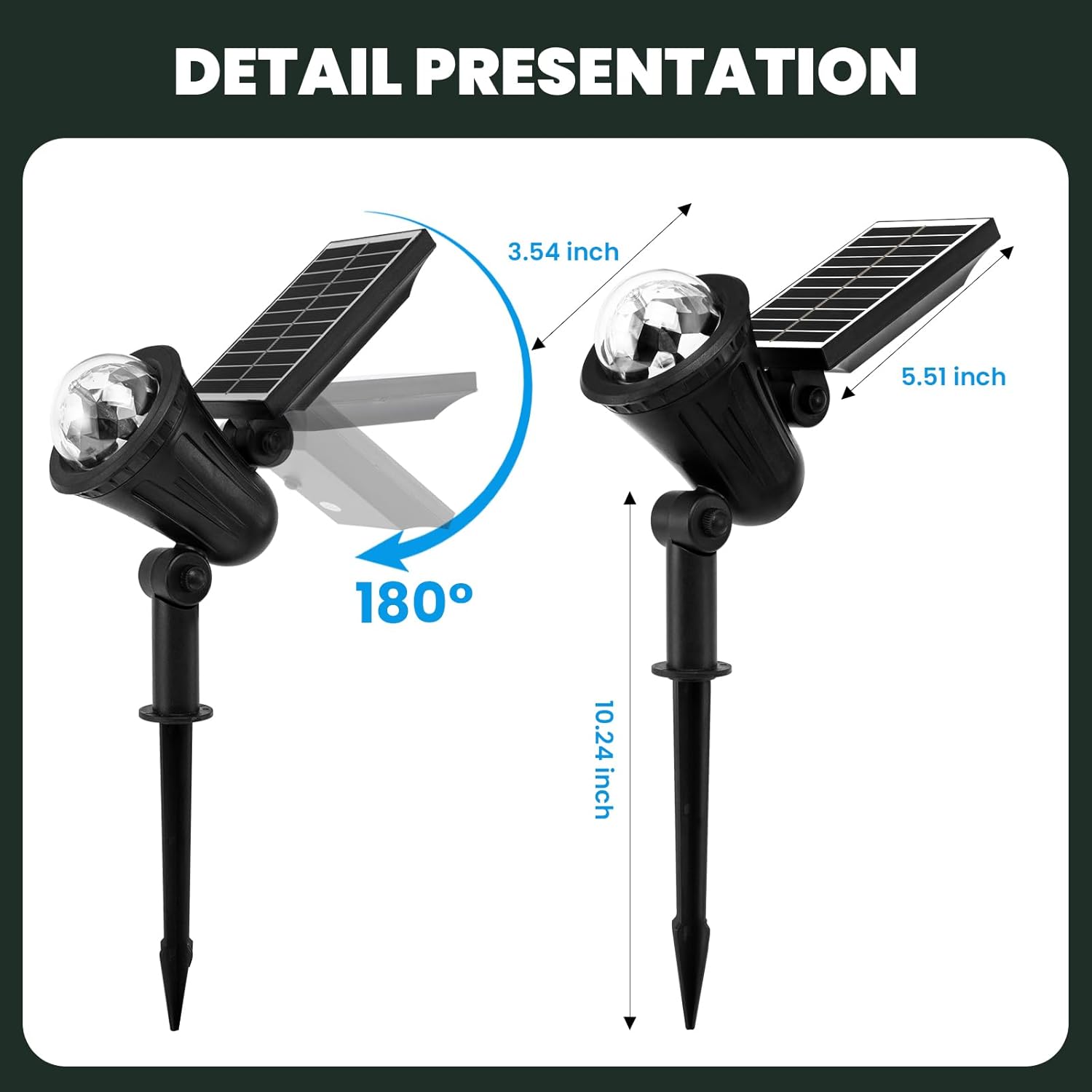 Focos solares para exteriores, focos solares para exteriores, impermeables, IP66, luces solares para exteriores, focos solares de bola mágica