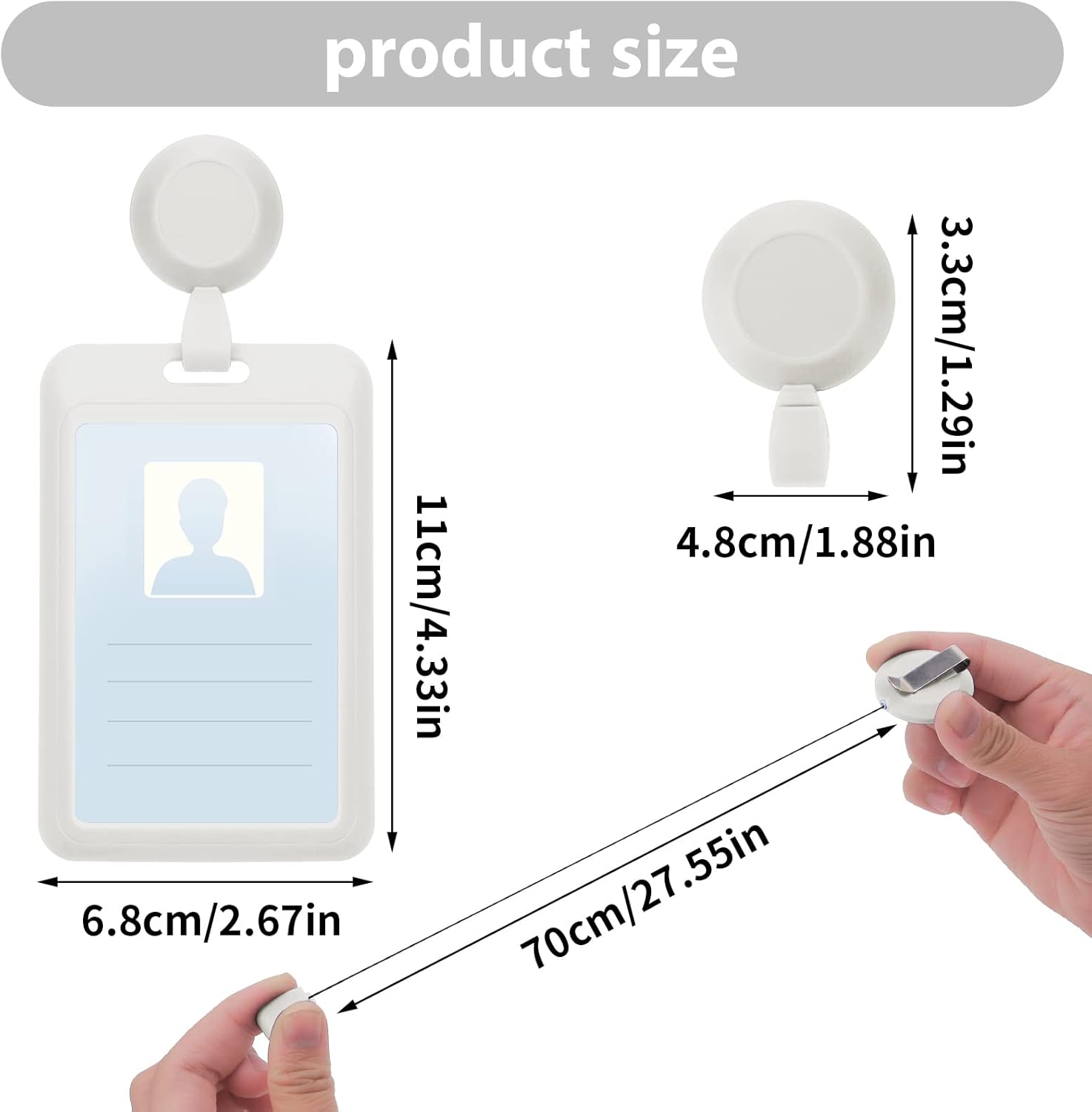 Juego de 2 portatarjetas resistentes con clips retráctiles para carrete de insignias, etiqueta de identificación de trabajo, clip de protector