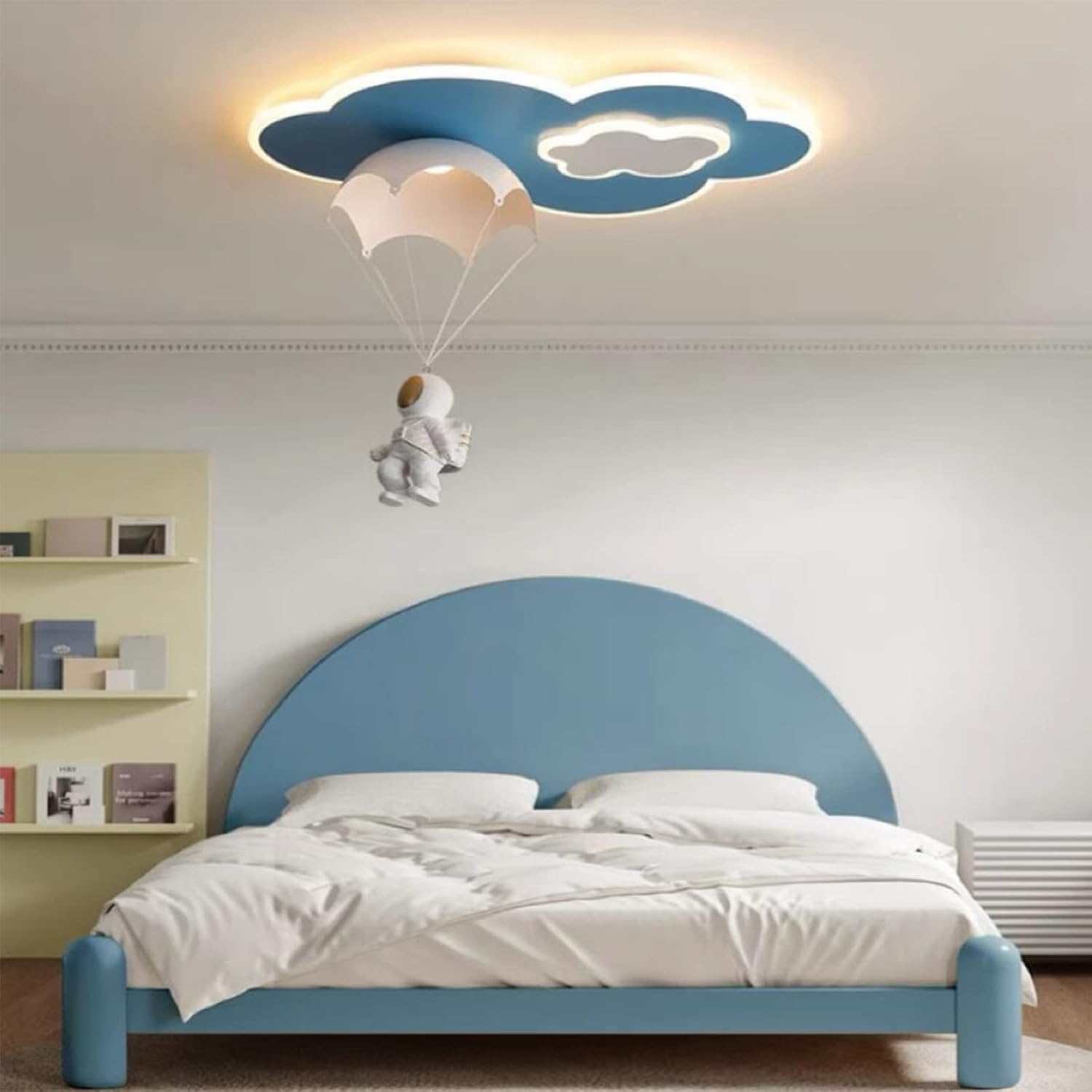 Lámpara de techo moderna, lámpara colgante de dibujos animados de astronauta, lámpara de techo LED de acrílico con control remoto, lámpara de techo