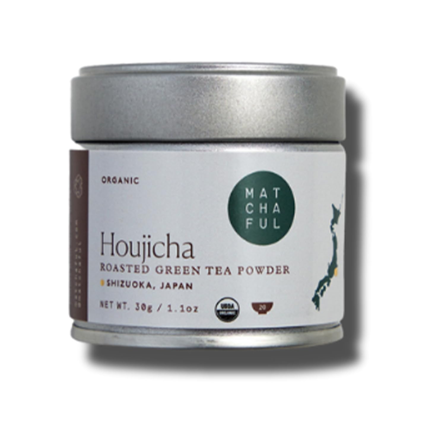 Matchaful – Houjicha Powder – Té verde tostado orgánico. Suave y terroso con notas de degustación de café, arroz inflado, cacao. Disfruta caliente o