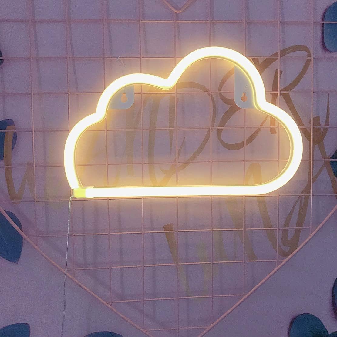 QiaoFei – Nube de neón con luz LED, lámpara de noche de neón para decoración de habitación de niños, para suministros de fiesta, accesorios de