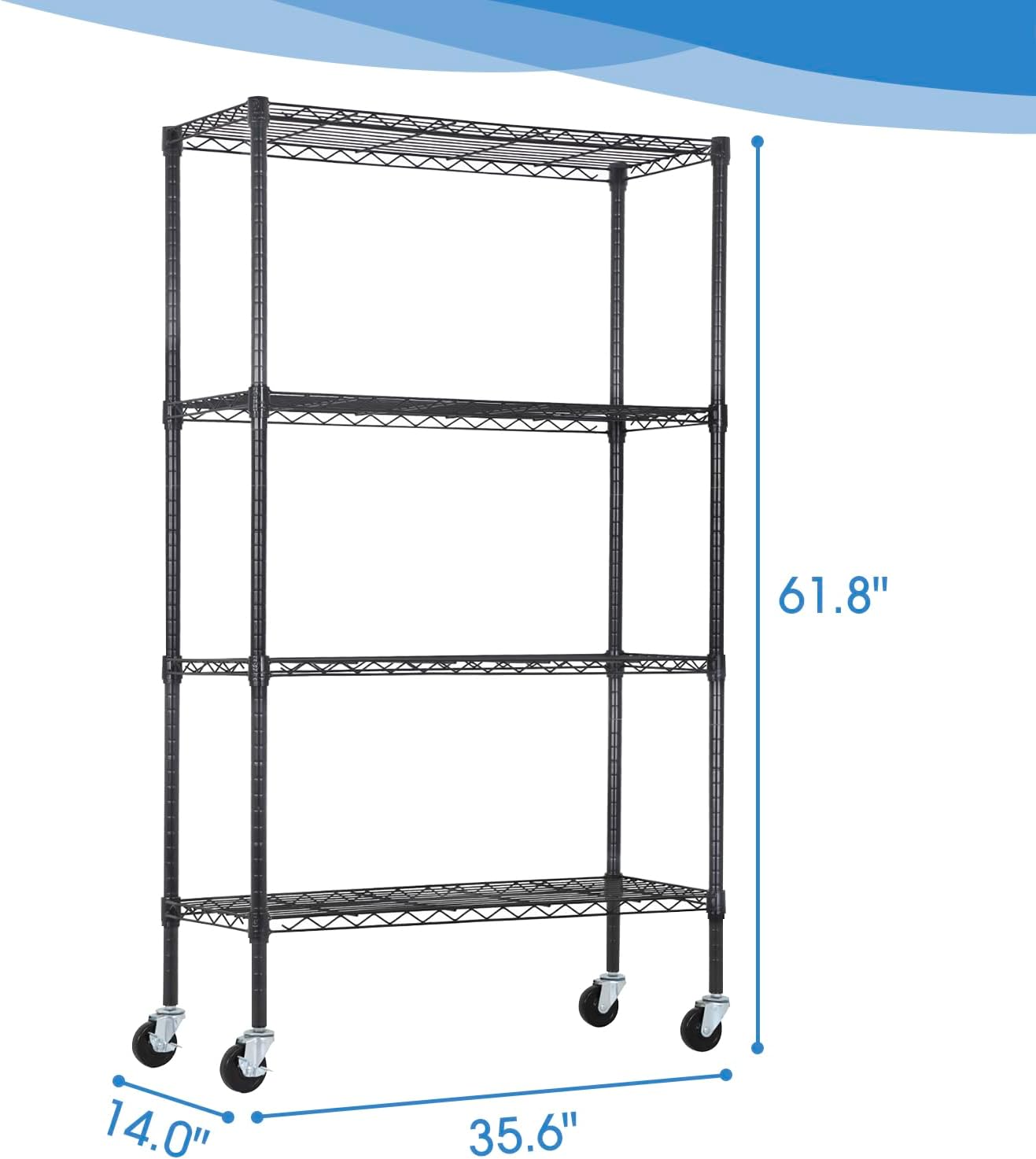 PayLessHere Estantería ajustable de 4 niveles, estante de almacenamiento resistente, organizador de alambre (capacidad de carga de 350 libras por