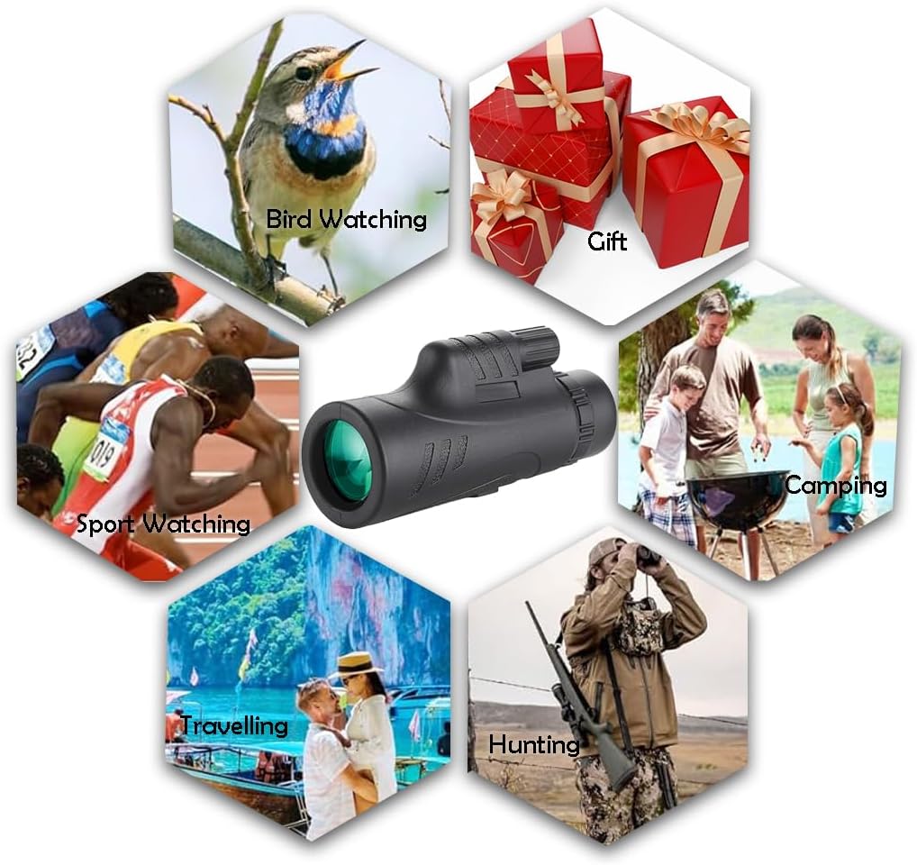 80×100 de alta potencia de visión nocturna BAK4 telescopio monocular compacto portátil impermeable monoculares adultos con trípode adaptador de
