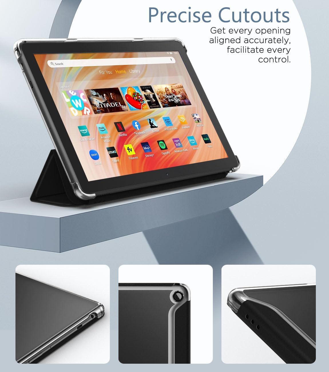 MoKo Funda para tablet Tienda Kindle Fire HD 10 (13 generación, versión 2023) de 10.1 pulgadas, funda de piel sintética con soporte triple para