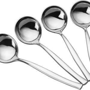 Cucharón de sopa de 4 piezas, cuchara de sopa de salsa de acero inoxidable Cucharón de sopa de 4 piezas, cuchara de sopa de salsa de acero inoxidable