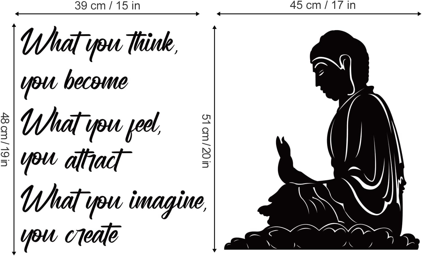decalmile Calcomanías de pared Zen con citas de lo que piensas que te conviertes inspiradoras de Buda, calcomanías de pared para sala de estar,
