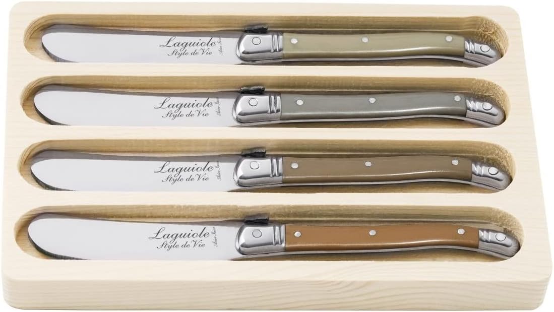 Laguiole Style de Vie Cuchillos de mantequilla Premium Line, juego de 4, tesoro