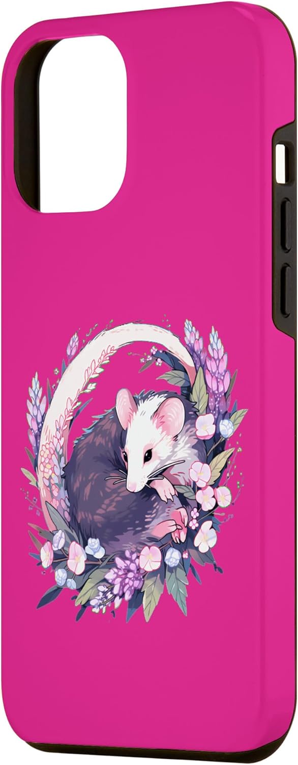 Funda estética para iPhone 13 Pro Max Cottagecore Possum Cute Zarigüeya